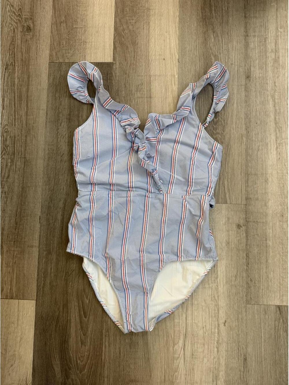 Vineyard Vines blue, red/white striped one piece swimsuit sz M #swimwear #preppy